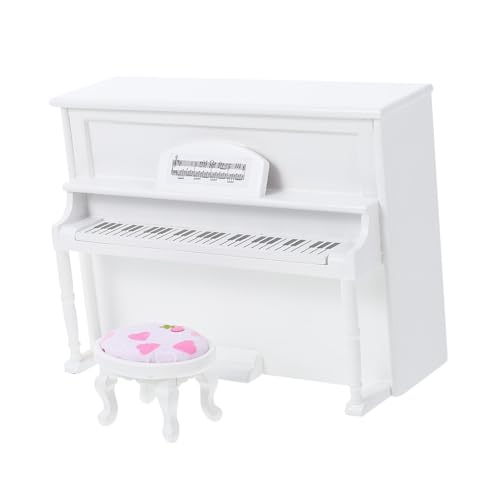 JOINPAYA 1 Satz Puppenhaus-Klavier Außendekoration Mini-Piano-Modell Miniaturklavier Mit Mini-puppenhaus Miniaturdekoration Klaviermodell Spielzeug Klavierdekore Musikinstrument Weiß Birke von JOINPAYA