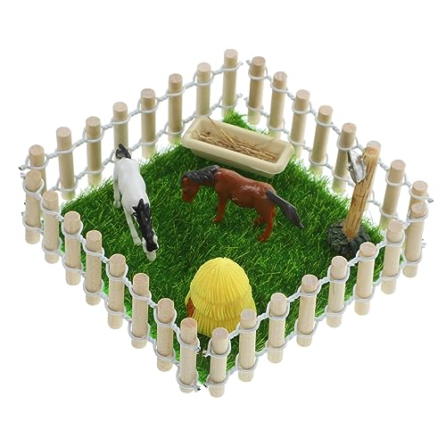 JOINPAYA 1 Satz Puppenhaus-Rennbahn gartentischchen Toy Set Mini-Landschaftsgestüt DIY Miniatur-Stallbausatz Kleiner Spielzeugpferdestall Detailliertes Pferdestallspielzeug Plastik von JOINPAYA