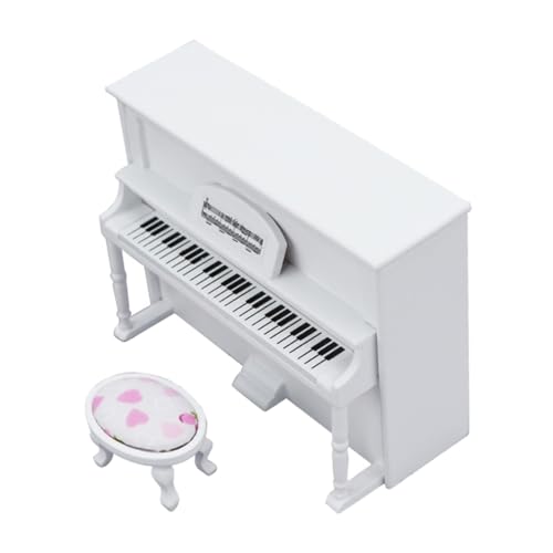 JOINPAYA 1 Satz Puppenhaus Vertikal Stahl Mini-Klavier Kinderklavier Mikrolandschaftsgestaltung Klavierdekor Mini-Piano-Modell Puppenhauszubehör Mini-hausklavier- Holz Weiß von JOINPAYA