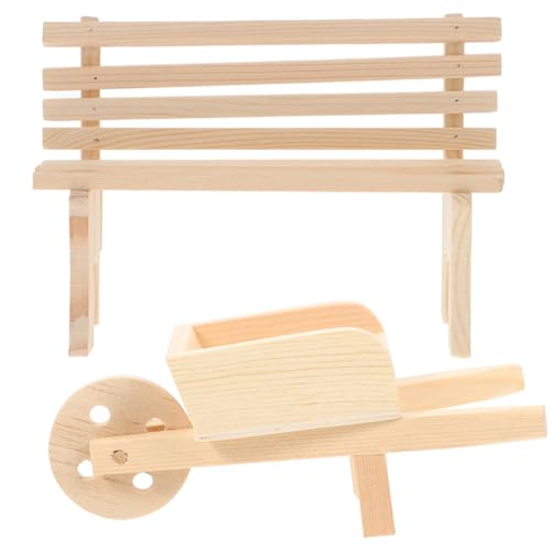 JOINPAYA 1 Satz Puppenhausdekoration Puppenwagen Kinderschubkarre Korb Rad Handwagen Puppenhausmöbel Miniatur-puppenstubenmöbel Miniatur-stuhlmodell Miniaturen Flyer Holz von JOINPAYA