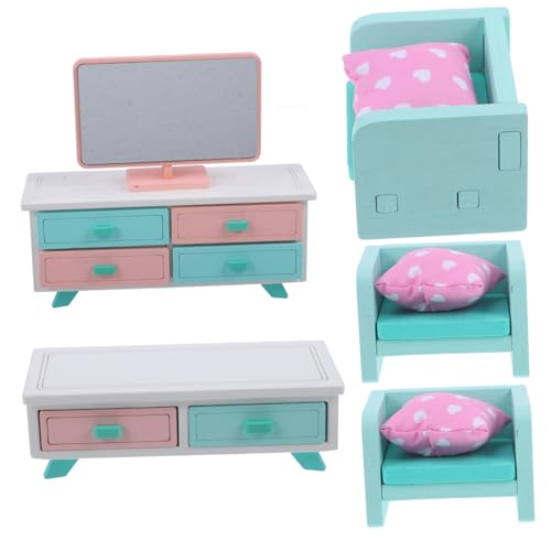 JOINPAYA 1 Satz Puppenhausmöbel Miniaturmöbel-spielset 1/12 Miniaturmöbel Puppenhaus-couchtisch Mini-tv-Schrank Mini- -Sofa-Kamin Mini-Sofa Kid Mini Spielzeug Mini-puppenmöbel Birke von JOINPAYA