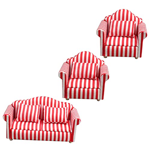 JOINPAYA 1 Satz Puppenstubensofa Mini-Stuhl Dekoration für zu Hause Miniatur-Schaukelstühle Puppenessen Cute Decor Living Room Decoration Mini-Sofa-Ornament Puppenhaus-Sofa-Modell Stoff rot von JOINPAYA