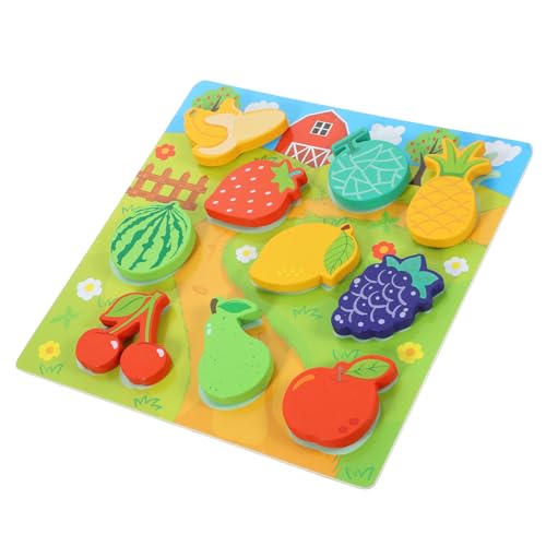 JOINPAYA 1 Satz Puzzle rätselbuch kleinkinderspielzeug Shapes Puzzle rätsel Formenpuzzle Obsträtsel für Kleinkinder von 1 bis 3 Jahren -Rätsel Holz von JOINPAYA