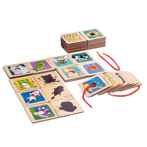 JOINPAYA 1 Satz Puzzle spaß rätselbuch Pädagogisches für Kleinkinder Sicheres Tiermuster Erleuchtung passendes kognitives Tierspielzeug hölzern Colorful von JOINPAYA