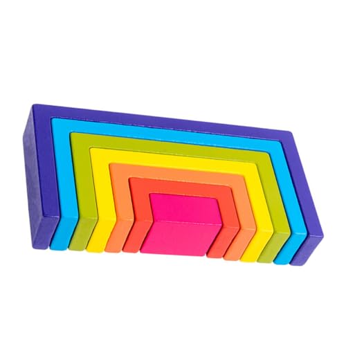 JOINPAYA 1 Satz Quadratische Regenbogen-bausteine Kindergartenbedarf Bausteine ​​Bauen Geometrischer Block Hölzern Colorful von JOINPAYA