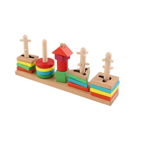 JOINPAYA Montessori Spielzeug Baby Holzspielzeug 1 Satz Reihe Von Spalten Holzspielsachen The Game Shape Jakobsweg Toy Sauf Spiele Baustein Der Geometrischen Form Formblöcke Aus Holz Hölzern Colorful von JOINPAYA