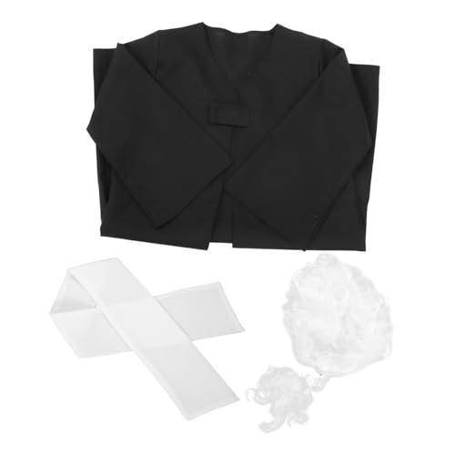 JOINPAYA 1 Satz Richteruniform für Kinder so tun, als ob du Spielen würdest Richterperücke und Robe Rechtsanwalt Perücke Richter-Anwalt-Kostüm Kleinkindkostüm und Perücke Polyester Black von JOINPAYA