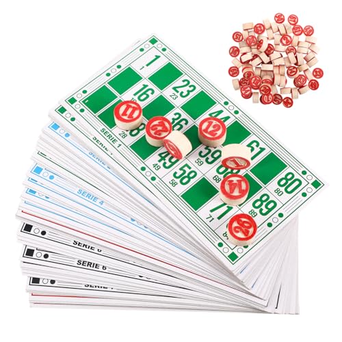 JOINPAYA 1 Satz Russisches Bingo Logisches Schachspiel-Spielzeug Puzzlespiel Bingo-Karten-Chips Russisches Schachspiel Pädagogisches Schachspielspielzeug Mexikanisches Bingo-Spiel Holz von JOINPAYA