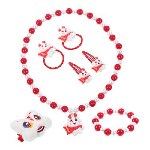 JOINPAYA 1 Satz Schmuckset für Kinder geschenkset Kinder Set for kinderschmuck Set schmuckkoffer Kinder Halskette für Mädchen Anziehkleidung für kleine Mädchen Harz rot von JOINPAYA