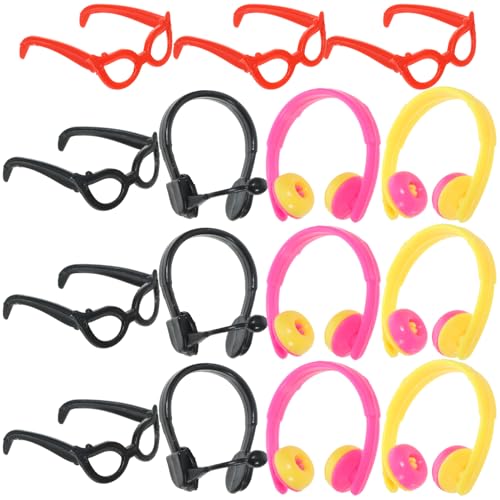 JOINPAYA 1 Satz Schnapsgläser Headset Kopfhörer Dekorative Glasdekore Dekorative Puppenbrille Puppe Mini-Brille Auffällige Gläserdekore Brillen Puppe Plastik von JOINPAYA