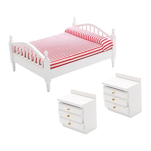 JOINPAYA 1 Satz Simulation Doppelbett Desktop-Mini-möbel Haushalt Puppenbett Kinder Versorgen Puppenmöbel Für Den Haushalt Verschleißfestes Kinderspielzeug Tischpuppenbett Hölzern Rosa von JOINPAYA