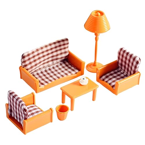 JOINPAYA 1 Satz Simulationsmöbel Wohnaccessoires Mini-hausschmuck Mini-Sofa Mini-Wohnzimmer Kinder Dekor Mikrospielzeug Mini-dekor Kindercouch Miniatur-Couch Miniaturmöbel Brown Plastik von JOINPAYA