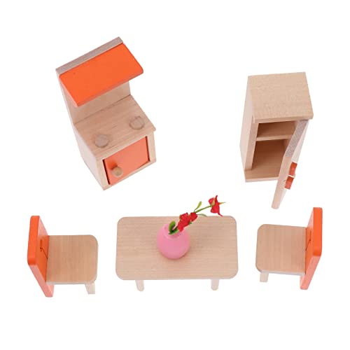 JOINPAYA 1 Satz Spielhaus Spielzeug Mini-küchenspielzeug Kinder Spielen Küchenzubehör Mini-möbelmodell Miniatur-küchenutensilien Kinder Stellen Küchenspielsets Vor Miniküche Hölzern Orange von JOINPAYA