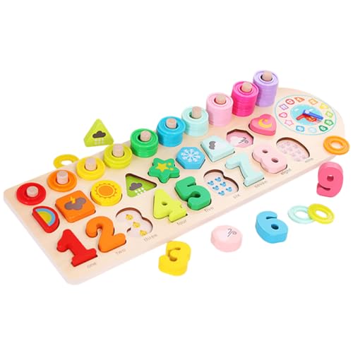 JOINPAYA 1 Satz Spielzeug Mit Geometrischer Form Lernspielzeug Kinderspielzeug Zahlenrätselspielzeug Puzzle-Spielzeug Für Kinder Stapelspielzeug Für Kleinkinder Colorful Hölzern von JOINPAYA