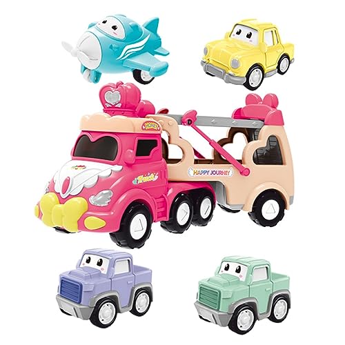 JOINPAYA Auto Spielzeug Baby 1 Satz Spielzeugauto Hubschrauber Spielzeug LKW Dinosaurier-Autos Fernbedienung Roboter Rc-Truck Und Anhänger Spielzeugkorb Bausätze Kleinkinder Rückzugsauto Plastik Rosa von JOINPAYA