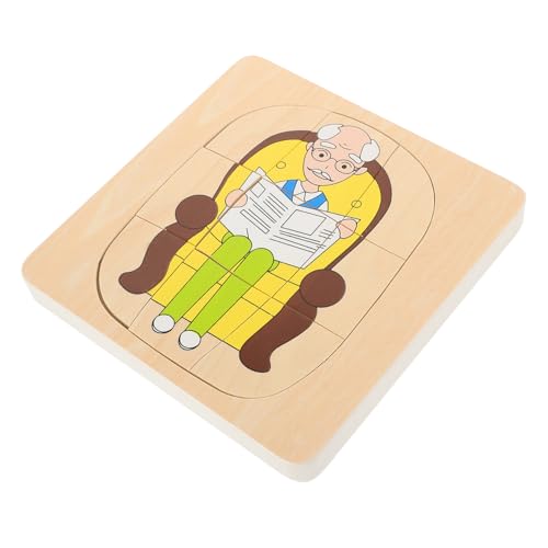 JOINPAYA 1 Satz Tier- Und Pflanzenpuzzle Rätsel Für Kleinkinder Lernspielzeug Für Kinderspielzeug Aus Holz Cartoon-Puzzle- Passendes Brett Cartoon-rätsel -rätsel Hölzern von JOINPAYA