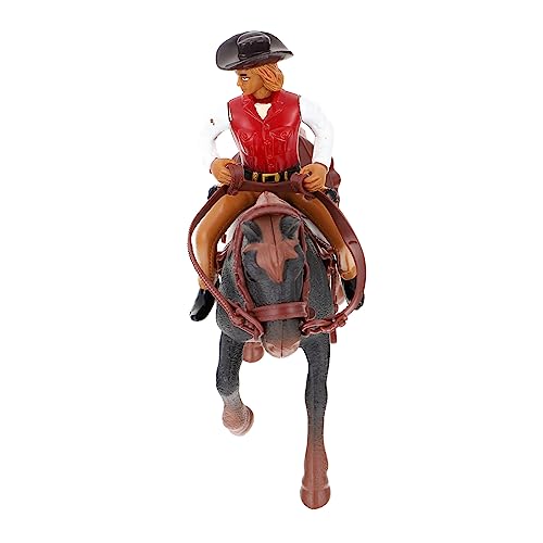 JOINPAYA 1 Satz Western-Cowboy-Modell Desktop-Sammelfigur Pferd dekor Stier-Statue Pferdespielzeug Mini-Tierskulptur hühner Spielzeug bürodeko Lebendiges Modell Sandtisch liefern Abs Black von JOINPAYA