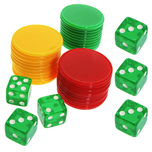 JOINPAYA Würfel-Set Spielzeug 60 Chips 6 Würfel Tragbares Spielzubehör Acryl-Kunststoff Spaß Für Partys von JOINPAYA