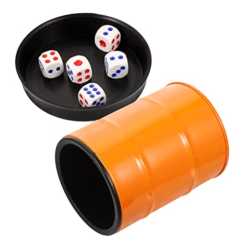 JOINPAYA 1 Satz Würfelbecher-Set Pokalstapelspiel Tasse mit Deckel und Strohhalm unterhaltungsspiele brettspiel zubehör Würfelbecher für Party Dekore für Würfelspiele Plastik Orange von JOINPAYA