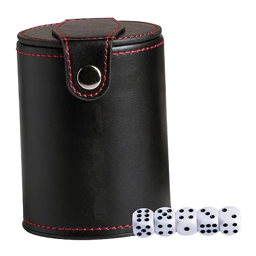 JOINPAYA 1 Satz Würfelbecher-Set Tasse personalisierter Würfelbecher Standard-Spielwürfel Würfel Schüttelbecher Würfelspiele Aufbewahrungsbehälter für Würfel ktv würfel Halter Pu Black von JOINPAYA