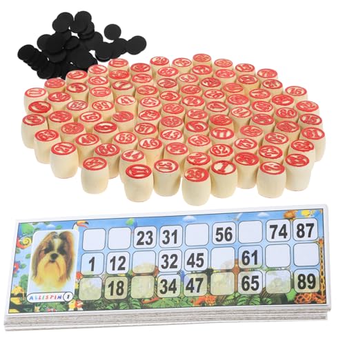 JOINPAYA 1 Satz Zahlenschachspiel Tischspiele Dame Brettspiel Figurenschachspiel Logo-Spiel Bingo-Maschine Kartenspiel Bausatz Spielzeuge Lustige Bingokarten Bingo-Tickets Hölzern von JOINPAYA