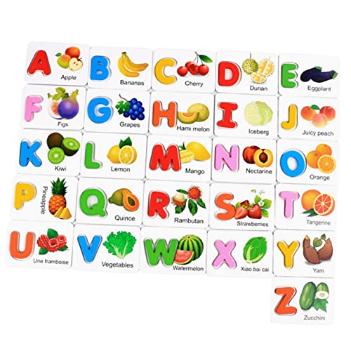 JOINPAYA Pädagogisches Alphabet Buchstabenkarten Jungen und Mädchen Obst Gemüse Puzzle Spiel Spielzeug Aus Holz für Frühes Lernen von JOINPAYA