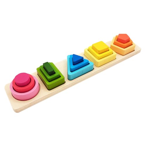 JOINPAYA 1 Satz geometrisches Holzspielzeug Holzbausteine Puzzle mit geometrischen Formen Spielzeuge aus Holzklötzen Kinder Blöcke Farbblöcke Formen Holzformpuzzle hölzern Colorful von JOINPAYA