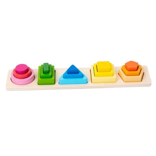 JOINPAYA 1 Satz geometrisches Holzspielzeug kognitives Spielzeug für Kinder Geometrieform kognitives Spielzeug Farbblöcke Formen Form-Matching-Puzzle Holzbausteine hölzern Colorful von JOINPAYA