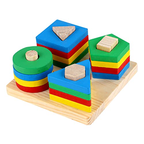 JOINPAYA 1 Satz geometrisches holzspielzeug stapelspielzeug Pädagogisches Denkspielzeug Geometrie-Block- intelligente Spielsachen hölzern Colorful von JOINPAYA