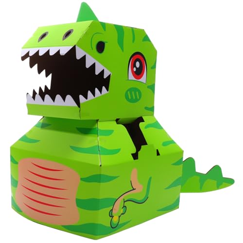 JOINPAYA 1 Satz tragbarer Karton Kinder tun so kartonhaus selber Bauen Kinder bastelset basteln für Kinder tragbare Dinosaurier aus Papierkarton tragbare DIY-Spielzeug-Dinosaurier Green von JOINPAYA