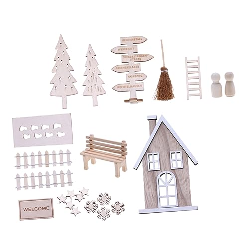 JOINPAYA 1 Satz weihnachtsdeko Christmas Decorations Christmas Dekoration Weihnachts-Accessoires für Miniaturhäuser Weihnachts Deke Mini-Hausmodell Festival kleine Figuren Türmodell hölzern von JOINPAYA