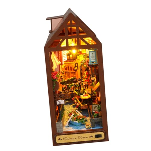 JOINPAYA 1 Satz zusammengebaute Buchstützen Miniatur-Puppenhaus-Bausatz bescherung Weihnachten weinachts Spielzeug Modell eines Holzhauses Kabine selber Bauen Papier Coffee von JOINPAYA