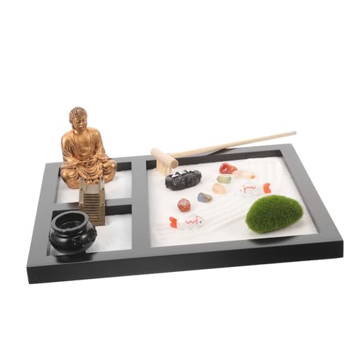 JOINPAYA 1 Schachtel Zen-sandtisch Zen-Garten-Sand-kit Buddha-Zen-Garten Japanischer Zen-Garten Sandkastenverzierung Desktop-Zen-gartenwerkzeug Künstliche Bonsai-rechen Schmuck Hölzern von JOINPAYA