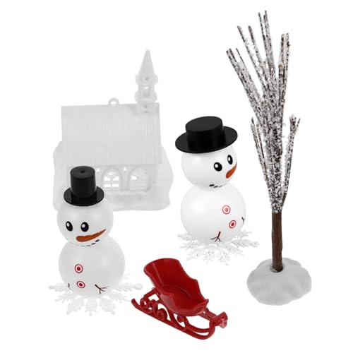 JOINPAYA 1 Set DIY Schneemann-Ornamente, Schneemann-herstellungsmaterial, Weihnachts-bastelbedarf Mit Miniatur-hausschlittenbaum, Schneeflocken-Dekorationen von JOINPAYA