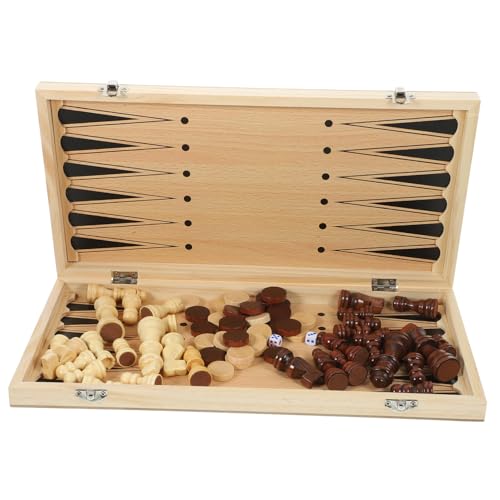 JOINPAYA 1 Set DREI In Eins Schachspielkarten Schachspiele Riesen Dame Spiel Outdoor Brettspiele Magnetisches Schachspiel Wellenlängen Brettspiel Dame Spieltischbretter Aus Holz von JOINPAYA