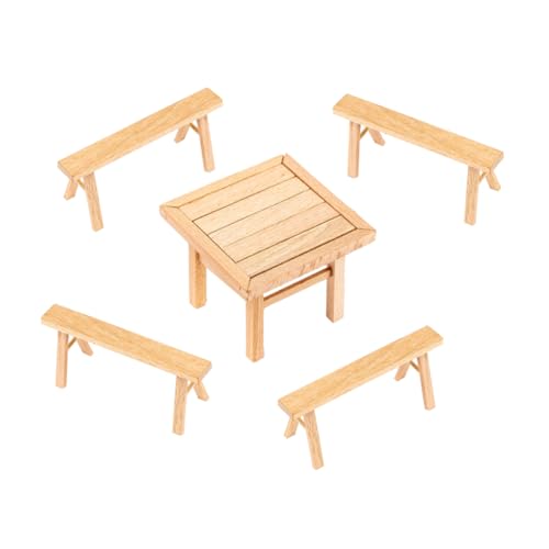 JOINPAYA 1 Set Einsteck Und Zapfentisch Und Stühle Bildung Lernspielzeug Spielhaus Spielzeug Mini Tisch Modell Puzzle Puppenhaus Möbel Mini Möbel Esstisch DIY Puzzle Holz von JOINPAYA