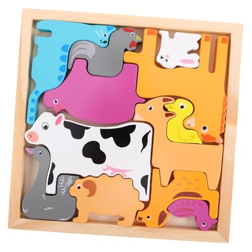 JOINPAYA 1 Set Holz Tier Matching Spiel Für Kleinkinder Lernpuzzlespielzeug Für Den Kindergarten Tierpuzzle Zur Entwicklung Der Hand Auge Koordination Und Der Kognitiven Fähigkeiten von JOINPAYA