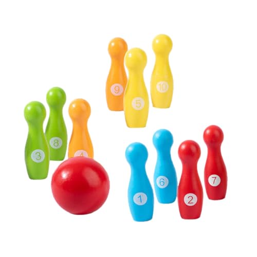 JOINPAYA 1 Set Holz Zahlen Bowling Kinder Bowlingspielzeug Kleinkinder Bowlingspielzeug Kinder Outdoor Spiel Farbsortierspielzeug Kinder Lernspielzeug Bowlingnadeln Ballspielzeug Kinder von JOINPAYA