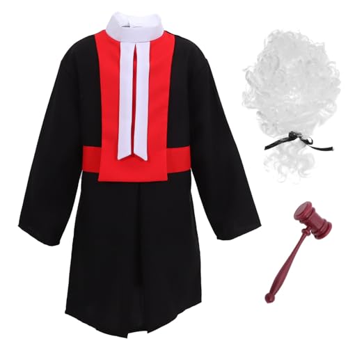 JOINPAYA 1 Set Kinder Richter Uniform Karrieretag Kostüm Für Rollenspiele Kostüm Für Kinder Halloween Richter Kostüme Requisite Richter Perücke Kostüm Kostüm Richter Party Richter Perücke von JOINPAYA