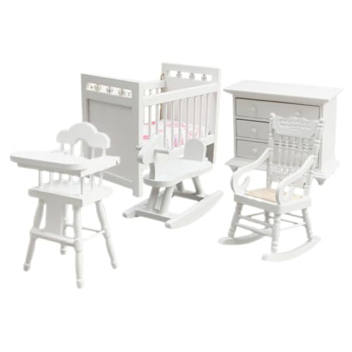 JOINPAYA 1 Set Kinderzimmer Set Puppenmöbel Mini Möbel Tiny House Zubehör Puppenhausmöbel Mini Ornament Miniaturmöbel Schmücken Miniaturschrank Aus Holz Weiß von JOINPAYA