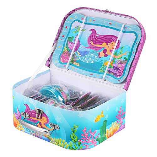 JOINPAYA 1 Set Mermaid Theme Kind Spielhaus Spielzeug Falsche Nachmittag Tee Set Spielzeug Mit Fall von JOINPAYA