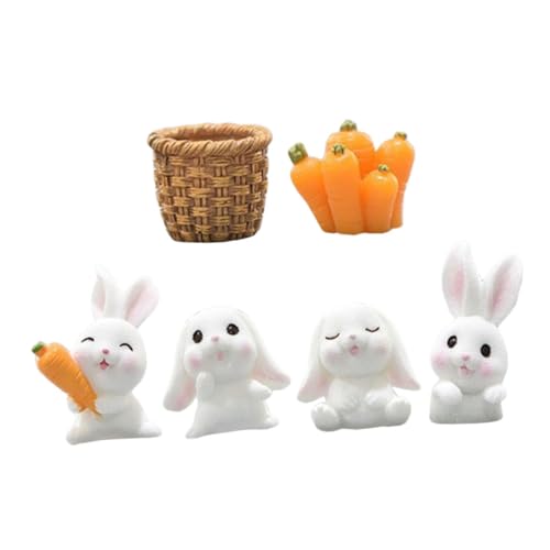 JOINPAYA 1 Set Mini Kaninchen Statue Miniatur Set Kleiner Hase FOO FOO Miniaturen Kleine Hasenfiguren Hasenfigur Entzückende Hasenfiguren Kreatives Kaninchenhandwerk von JOINPAYA