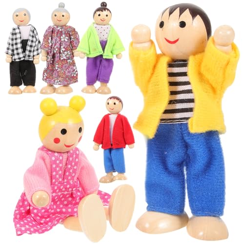 JOINPAYA 1 Set Miniatur Holzfiguren Familie Puppen Für Bewegliche Menschliche Figuren Ideal Für Puppenhäuser Und Kreative Spielwelten von JOINPAYA