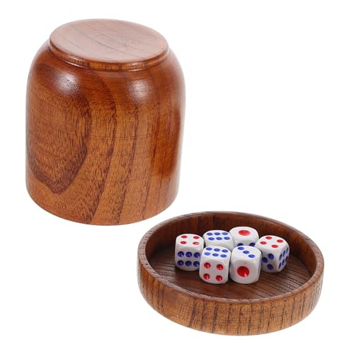 JOINPAYA Trinkspiel Würfelbecher Holz Würfelbecher Deckel 5 Würfel Set Ktv Bar Würfel Shaker Brettspiel Zubehör von JOINPAYA