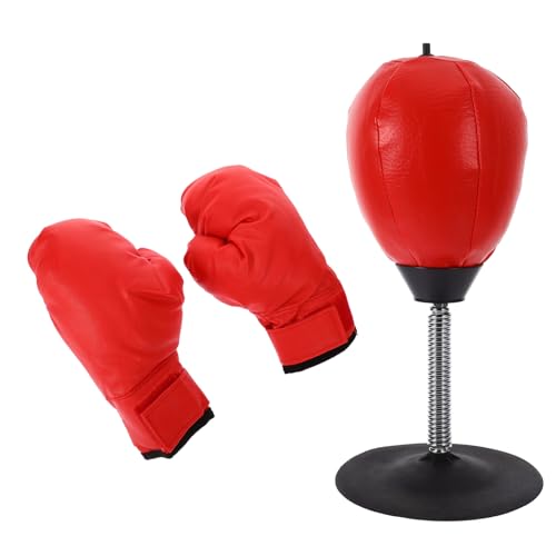 JOINPAYA 1 Set Tisch Boxball Reaktionskraft Training Ball Mit Handschuhen Und Aufblaser Vertikaler Boxball Für Und Erwachsene Roter Tischboxball Für Fitness Und Training von JOINPAYA