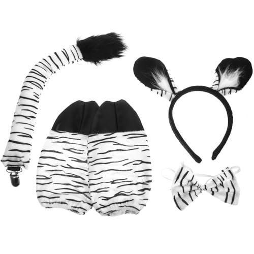 JOINPAYA 1 Set Zebra-Kostüm-Set: Süßes Zebra-Kostüm Zebra-Ohren Stirnband Fliege Handschuh Für Anzieh-Accessoires von JOINPAYA