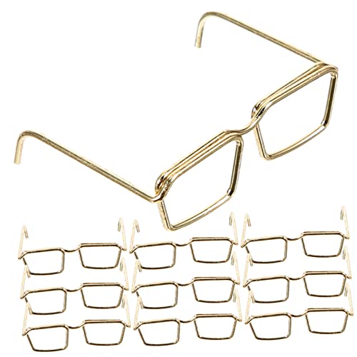 JOINPAYA 10 STK Brillengestell Bastelbrille Für Puppen Puppenbrillen Mini Puppe Verkleiden Zubehör Puppe Mit Brille Mikro Schnapsgläser Brille Ohne Linse Für Puppenverkleidung Golden Stahl von JOINPAYA