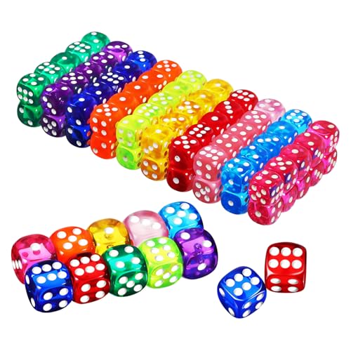 JOINPAYA 100 Pcs Bunte Acryl Spiel Würfel Würfel Set für Brettspiele Würfel für Klassenzimmer Party Requisiten von JOINPAYA