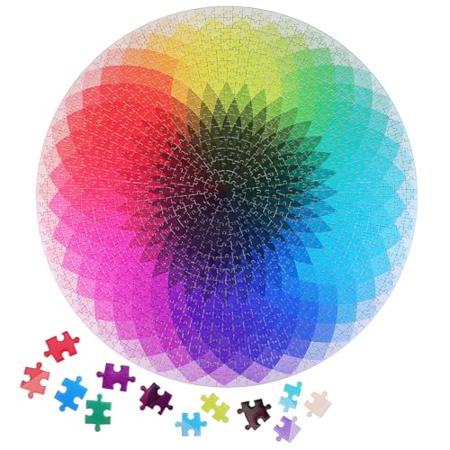 JOINPAYA 1000 Stück Farbwechselndes Rundes Puzzle: Puzzle Mit Schillerndem Regenbogen Unmögliche Puzzles DIY-Wohnkultur von JOINPAYA