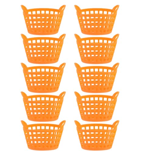 JOINPAYA 10St Mini-Korb Würfel Kleiner Korb Aufbewahrungskorb aus Weidengeflecht kühlkorb einkaufskorb Storage Baskets Mini-Einkaufskorb für Supermarkt-Handkorbmodelle Plastik Orange von JOINPAYA